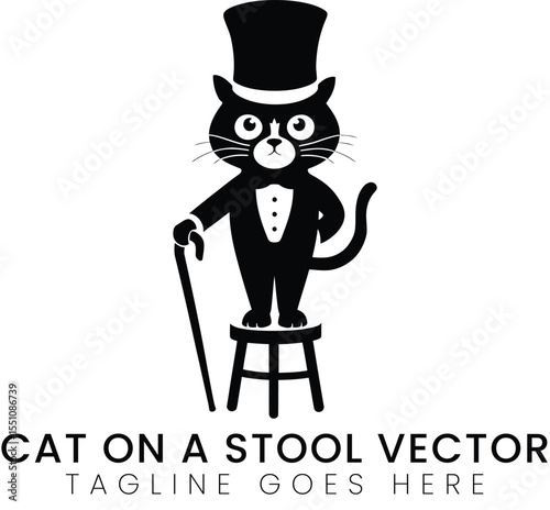 Elegant Cat in Hat A Refined Illustration