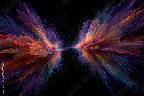 a pair of colorful wings are flying through the air