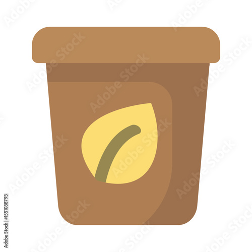 Eco Pot with Leaf Design Element Representing Organic Gardening and Green Living Concepts