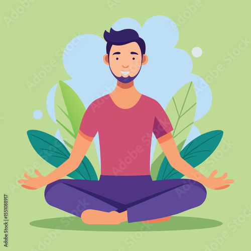 man doing yoga vector