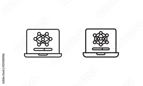 Neural Network and AI Illustration on Laptop