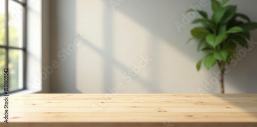 Smooth, light wood tabletop, minimalist interior, minimalist, home