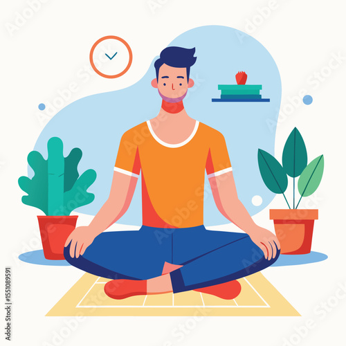 man doing yoga vector