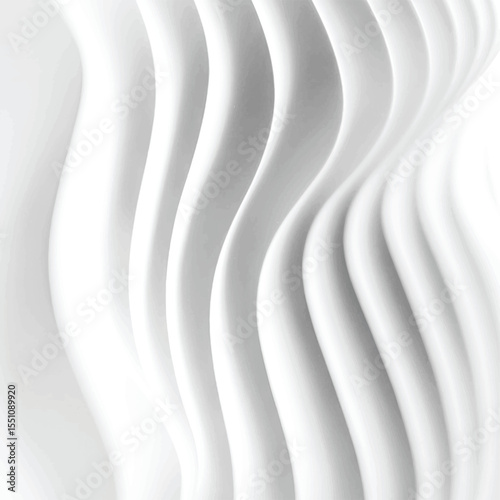 Wavy lines white abstract pattern. Crumpled paper texture. Vector illustration