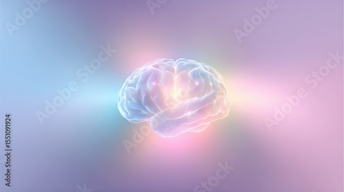 Wallpaper Mural Exploring Mental Health Balance Through an Abstract Visual of a Glowing Brain Surrounded by a Calm Pastel Aura Torontodigital.ca