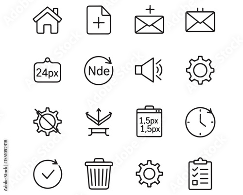 Minimal Interface Line Icons Set – 20 Essential UI Symbols for Web and Mobile