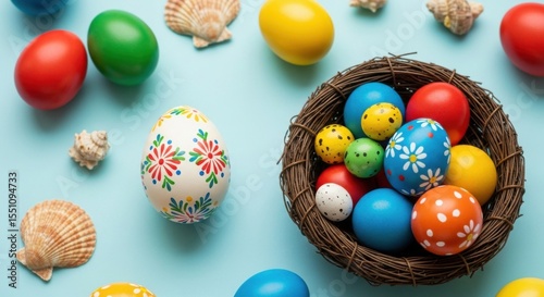 easter eggs in a basket