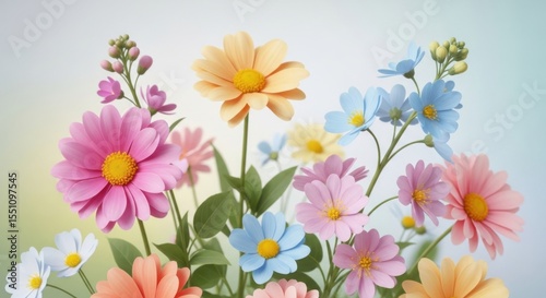 Spring Symphony A Bouquet of Wildflowers Blooming in Radiant Hues