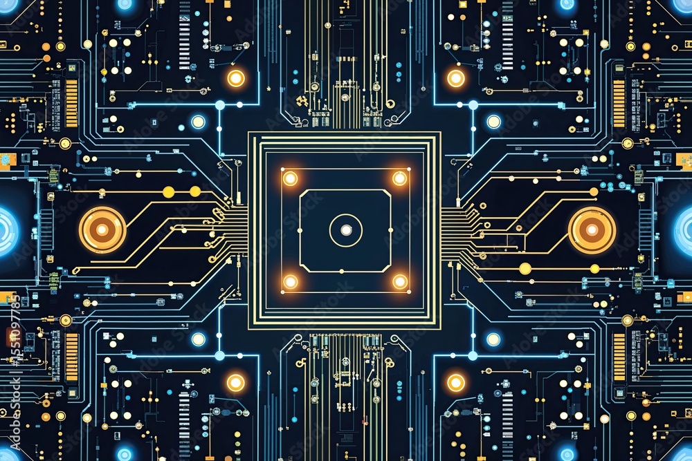Fototapeta premium Advanced Circuit Design Background Vector for Quantum Computing and Modern Technology