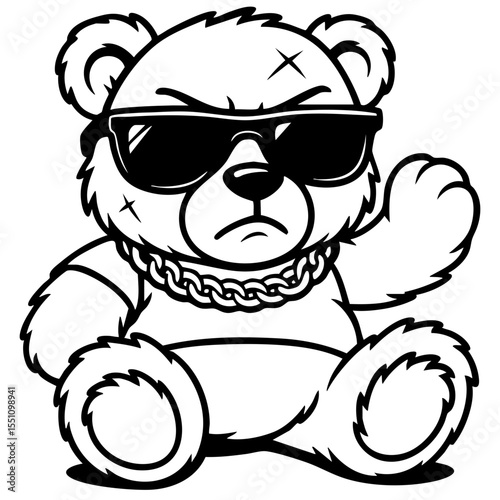 Funny cartoon dog face with a hat vector illustration for coloring book