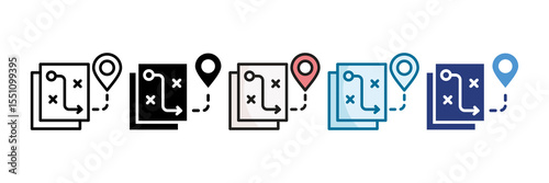 Strategic Roadmap Icon Set Multiple Style Collection