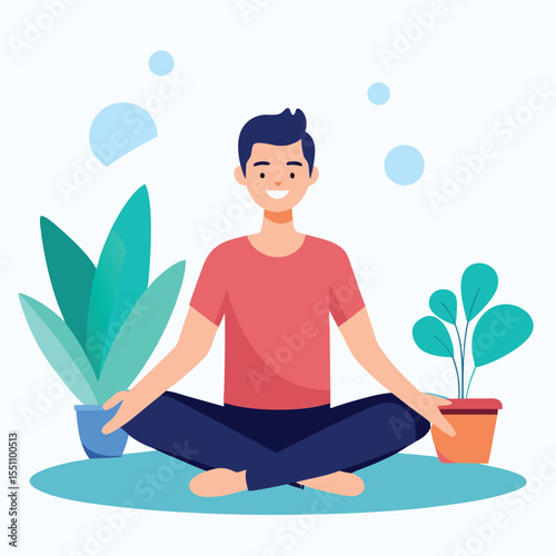 man doing yoga vector