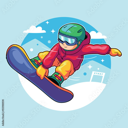 Teen Snowboarder Doing Big Jump