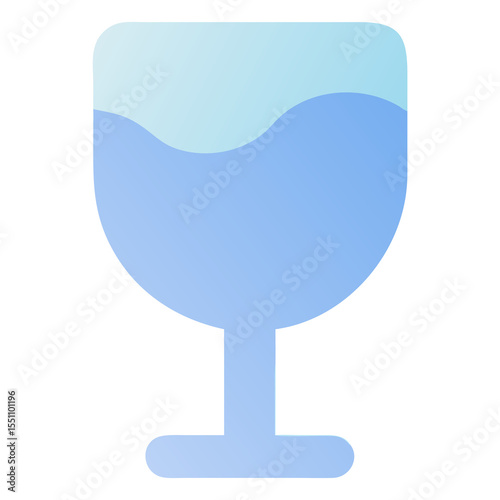 Stylized glass with blue liquid isolated on transparent background