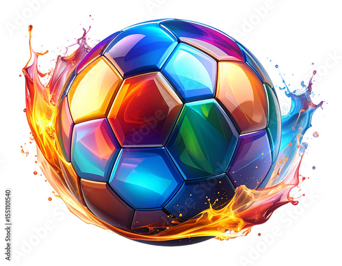Vibrant Soccer Ball with Dynamic 2026 World Cup Design, Isolated PNG