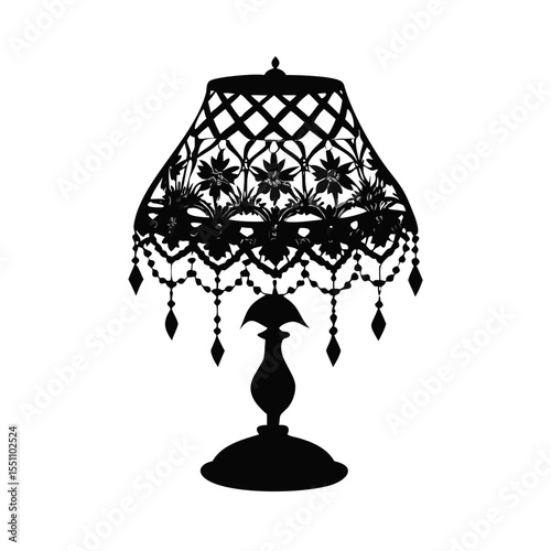 Vintage Table Lamp Silhouette Icon – Classic Home Decor Lighting Vector, Elegant Black Shade Design, Retro Interior Symbol

