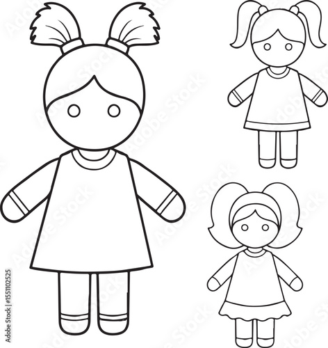 Cute Doll for Kids Coloring | Fun Vector Outline of Toy Doll for Children’s Art, Drawing, and Color Fill Activities | Perfect for Kids’ Creative Projects and Educational Resources









