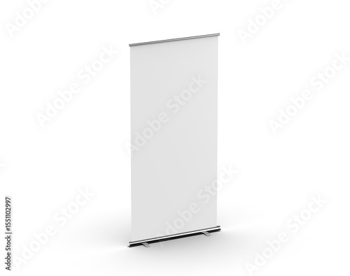 Retractable banner mockup, standee roll up banner mock up template on isolated white background, 3d illustration