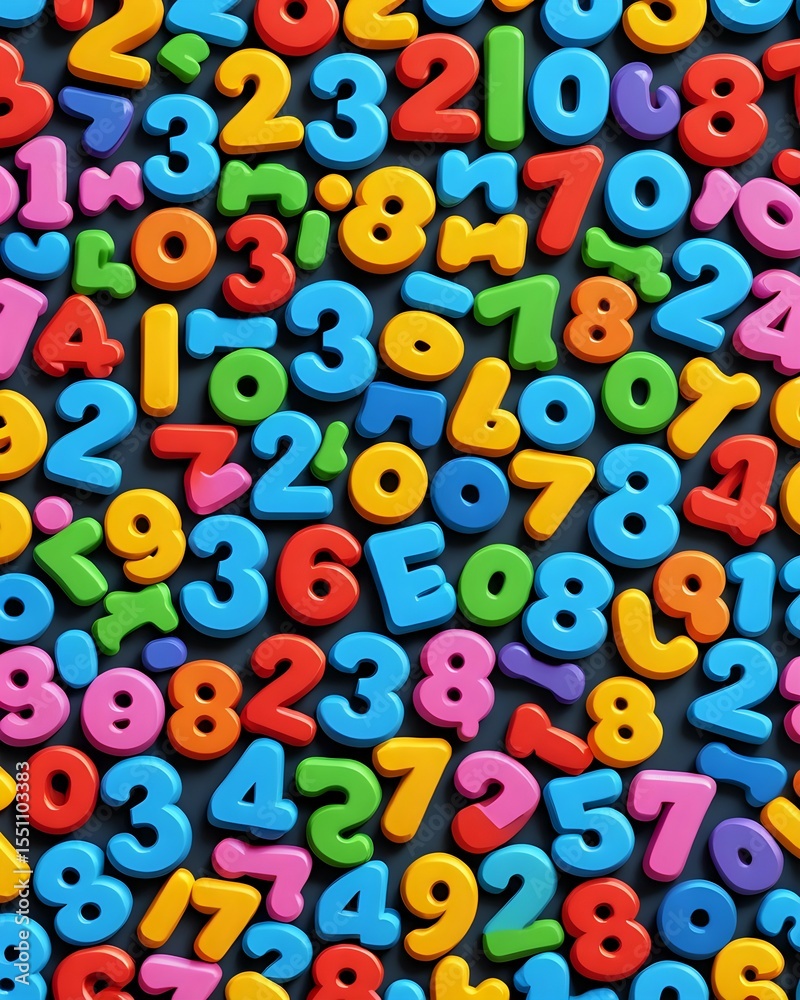 Fototapeta premium Colorful Number Background Abstract Texture of Multicolored Digits