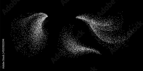 Sugar powder falling texture. Snow grain splash vector design elements. Flour or table salt abstract wave effect