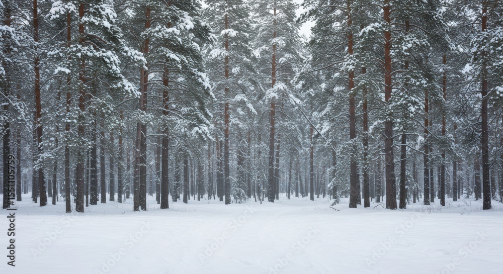 Fototapeta premium Snowy Pine Forest