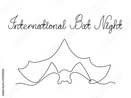 International Bat Night. Abstract bat. continuous single one line art hand drawing sketch logo