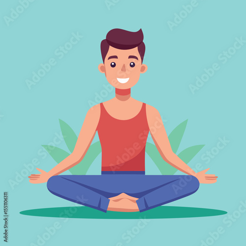 man doing yoga vector