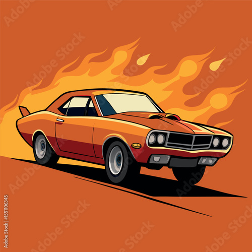 Classic Muscle Car Burning Rubber
