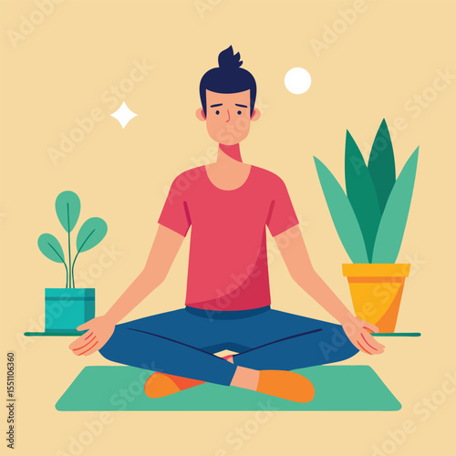man doing yoga vector
