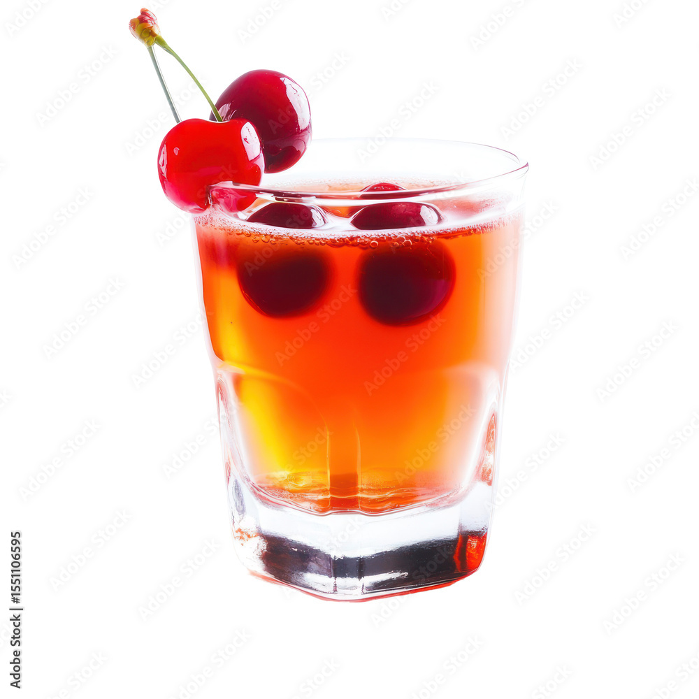 Cherry Brandy Sour drink isolated on white or transparent background Cherry Brandy Sour drink isolated on white or transparent background