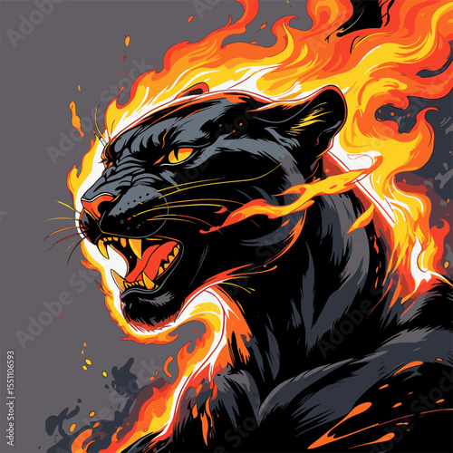 black panther picture on fire