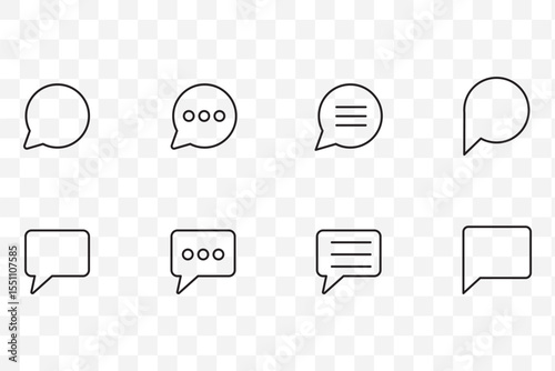 Chat bubble set outline vector isolated on white background. Chat icon.Line chat icons for flat design. Talk baloon icons. Chat speech bubble.