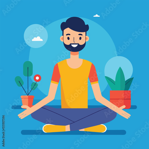 man doing yoga vector