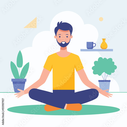 man doing yoga vector