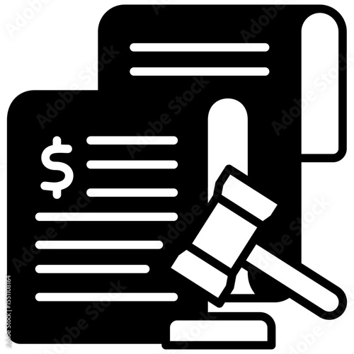 Penalty Fee glyph, mini illustration icon. use for modern concept, print, UI, UX kit, web and app development. Vector related to risk management, business, finance.