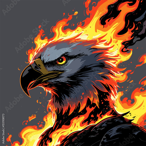 image of eagle head on fire