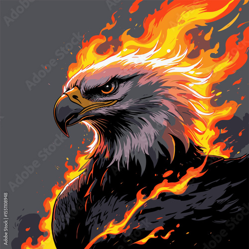 image of eagle head on fire
