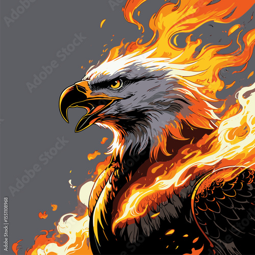 image of eagle head on fire