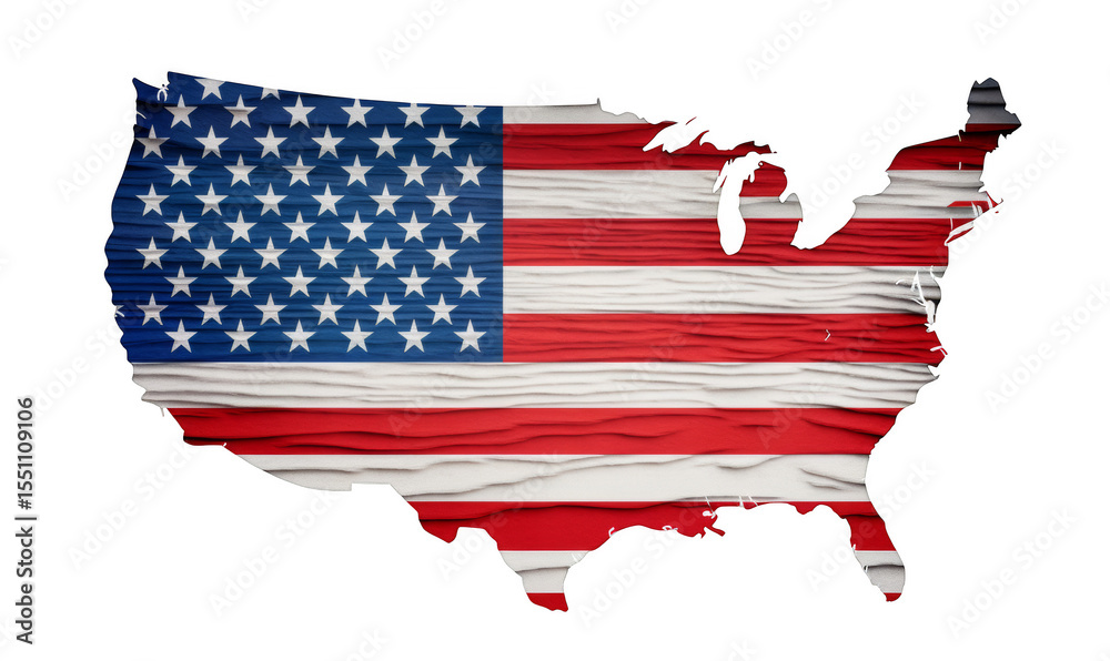 USA Map with American Flag Overlay – Patriotic United States Silhouette USA Map with American Flag Overlay – Patriotic United States Silhouette