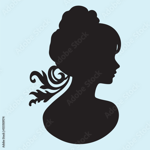 Victorian Female Silhouette in Classic Cameo Style