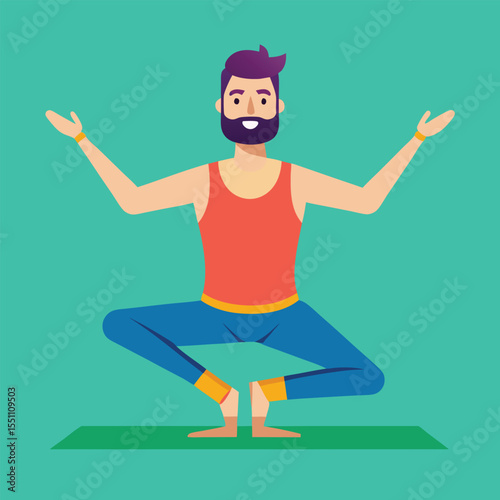 man doing yoga vector