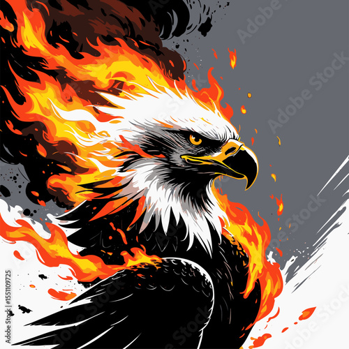 image of eagle head on fire