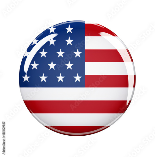Free Download Round USA flag button icon with stars and stripes symbolizing patriotism and national pride - GFXLoad