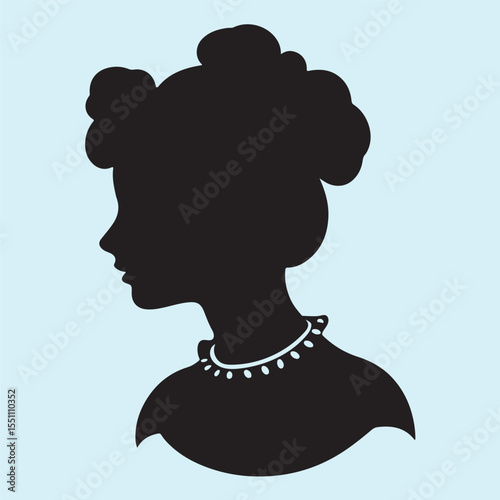 Elegant Woman Silhouette for Antique Cameo Design