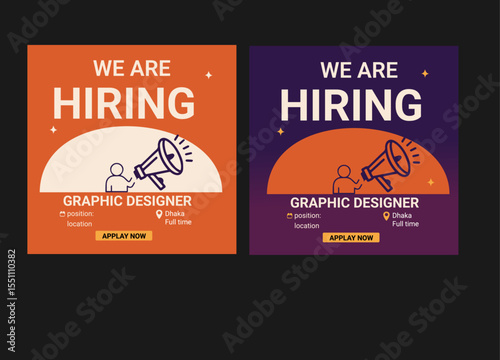 Professional vector template for we are hiring job vacancy announcement social media post design recruitment banner and employment promotion layouti (02).