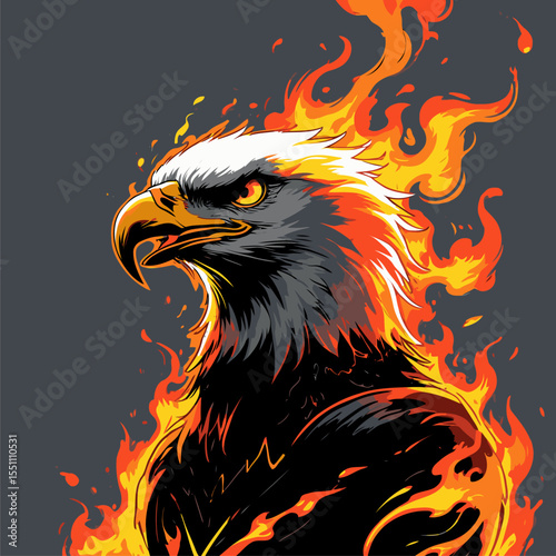 image of eagle head on fire
