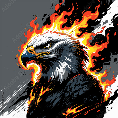 image of eagle head on fire