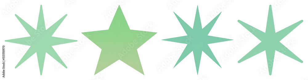 Obraz premium PNG Green star shapes illustration, element set on transparent background