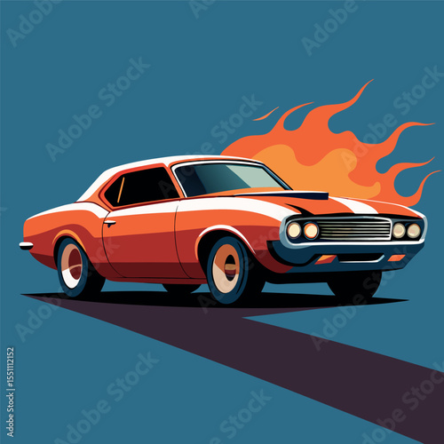 Classic Muscle Car Burning Rubber