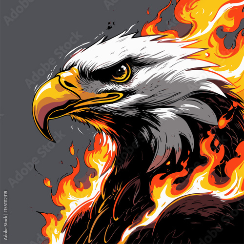 image of eagle head on fire